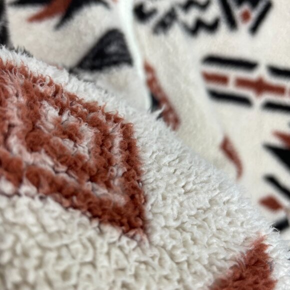 Southwestern Print Fleece Jacket Zip-Up XL Faux Sherpa Aztec Women Relaxed Fit - Picture 9 of 12